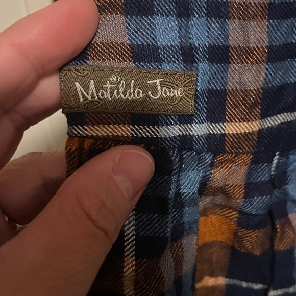 Matilda Jane Navy and Orange Plaid Long Shirt - Picture 5 of 5